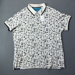 NEW NWT Robert Graham Polo Shirt Mens 3XL White Golf Rugby Musical Instruments